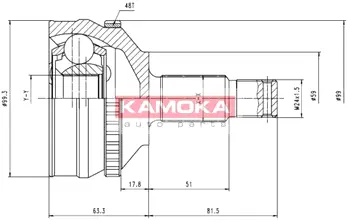Шарнирный комплект, приводной вал KAMOKA 6576