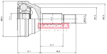 Шарнирный комплект, приводной вал KAMOKA 6614