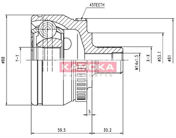 Шарнирный комплект, приводной вал KAMOKA 6762