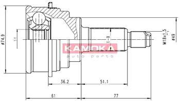 Шарнирный комплект, приводной вал KAMOKA 6836