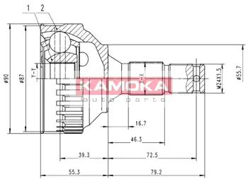 Шарнирный комплект, приводной вал KAMOKA 6924