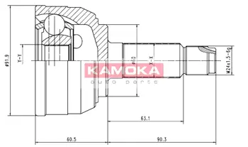 Шарнирный комплект, приводной вал KAMOKA 6950