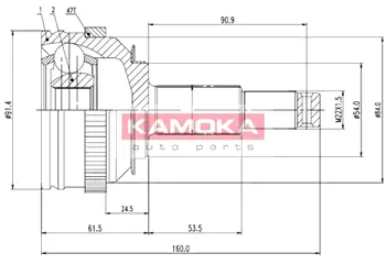 Шарнирный комплект, приводной вал KAMOKA 6999