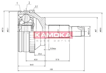 Комплект шарнірний привідного валу KAMOKA 7088