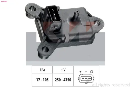 Intake manifold pressure sensor. Датчик абсолютного давления, впуск  KW 493003