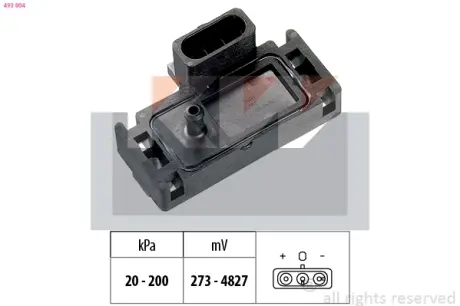 Intake manifold pressure sensor. Датчик абсолютного давления, впуск  KW 493004