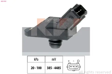 Intake manifold pressure sensor. Датчик абсолютного давления, впуск  KW 493010