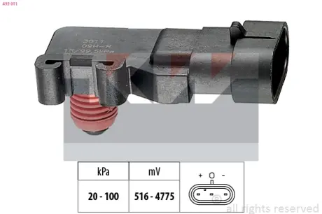 Intake manifold pressure sensor. Датчик абсолютного давления, впуск  KW 493011