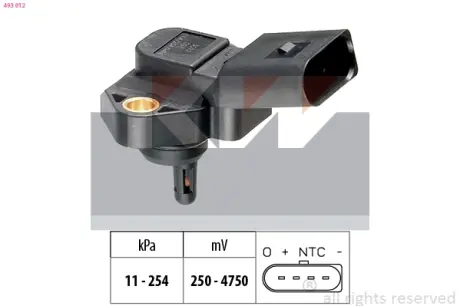 Intake manifold pressure sensor. Датчик абсолютного давления, впуск  KW 493012