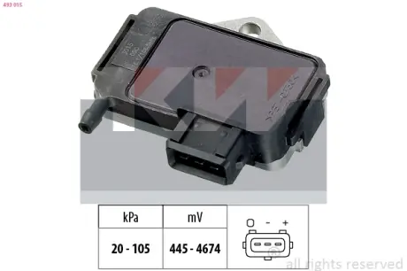 Intake manifold pressure sensor. Датчик абсолютного давления, впуск  KW 493015