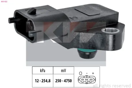 Intake manifold pressure sensor. Датчик абсолютного давления, впуск  KW 493022