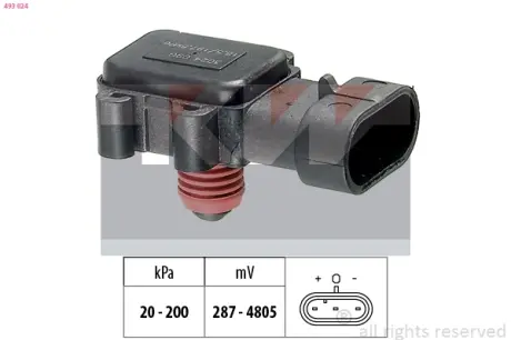 Intake manifold pressure sensor. Датчик абсолютного давления, впуск  KW 493024