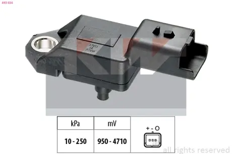 Intake manifold pressure sensor. Датчик абсолютного давления, впуск  KW 493034