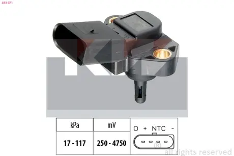 Intake manifold pressure sensor. Датчик абсолютного давления, впуск  KW 493071