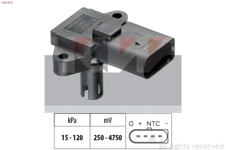 Intake manifold pressure sensor. Датчик абсолютного давления, впуск  KW 493074