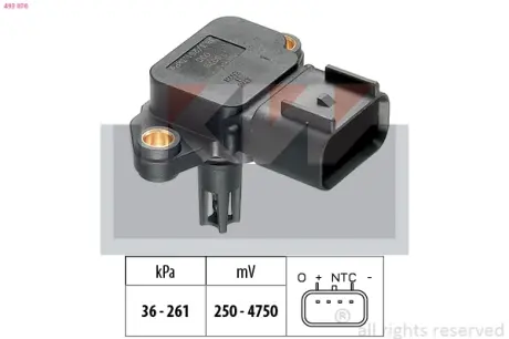 Intake manifold pressure sensor. Датчик абсолютного давления, впуск  KW 493076