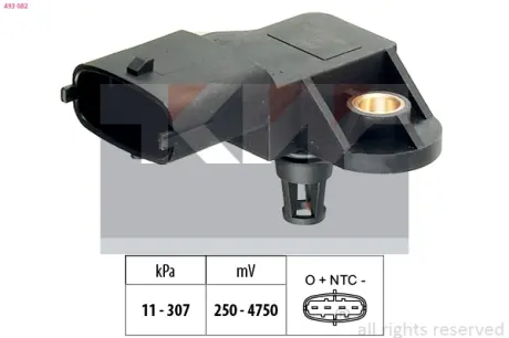 Intake manifold pressure sensor. Датчик абсолютного давления, впуск  KW 493082