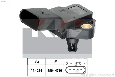 Intake manifold pressure sensor. Датчик абсолютного давления, впуск  KW 493083