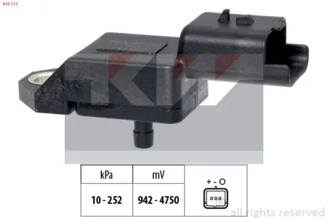 Intake manifold pressure sensor. Датчик абсолютного давления, впуск  KW 493113