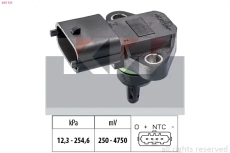 Intake manifold pressure sensor. Датчик абсолютного давления, впуск  KW 493131