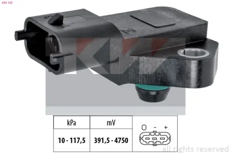 Intake manifold pressure sensor. Датчик абсолютного давления, впуск  KW 493135
