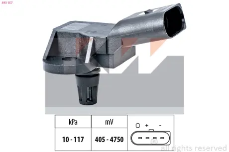 Intake manifold pressure sensor. Датчик абсолютного давления, впуск  KW 493157