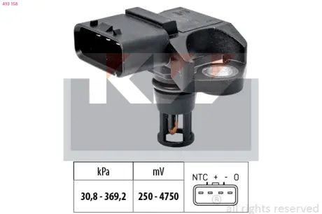 Intake manifold pressure sensor. Датчик абсолютного давления, впуск  KW 493158