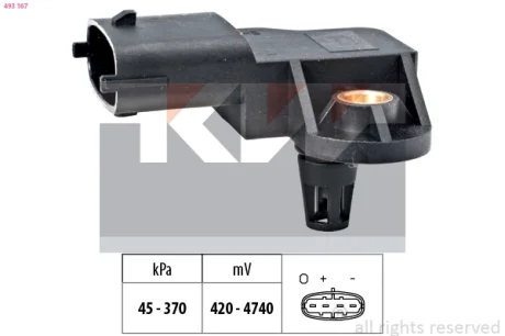 493 167 Датчик тиску повітря(вакуума) KW 493167