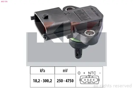Intake manifold pressure sensor. Датчик абсолютного давления, впуск  KW 493178