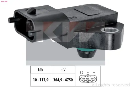 Intake manifold pressure sensor. Датчик абсолютного давления, впуск  KW 493189