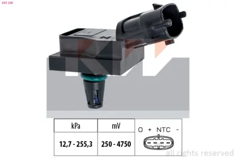 Intake manifold pressure sensor. Датчик абсолютного давления, впуск  KW 493246