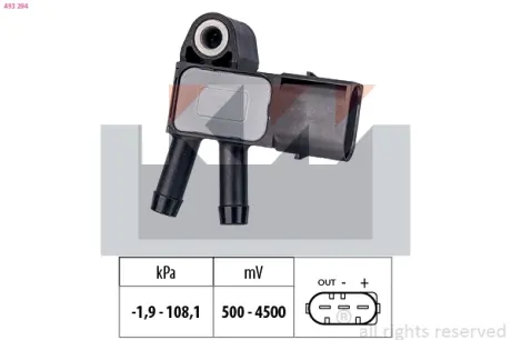 Exhaust gas sensor. Датчик давления выхлопных газов KW 493294