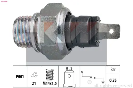 Oil pressure switch. Датчик давления масла KW 500006