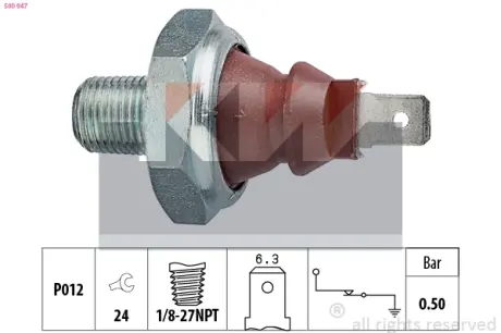 Oil pressure switch. Датчик давления масла KW 500047