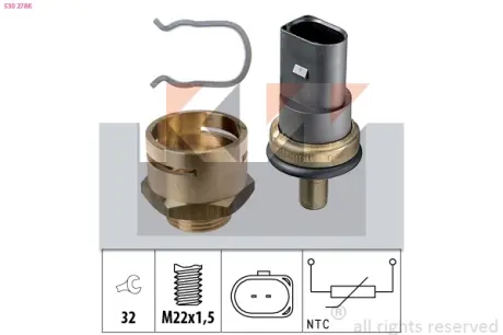 Coolant temperature sensor. Датчик температуры охлаждающей жидкости KW 530278K