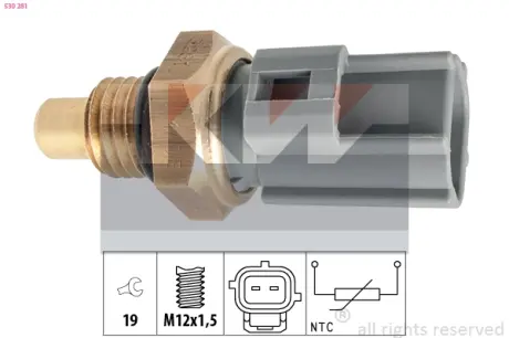 Coolant temperature sensor. Датчик температуры охлаждающей жидкости KW 530281