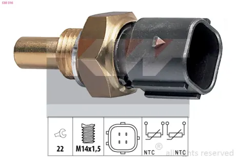 Coolant temperature sensor. Датчик температуры охлаждающей жидкости KW 530316