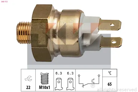 Coolant warning lamp temperature switch. Датчик сигнальной лампы охлаждающей жидкости KW 540112