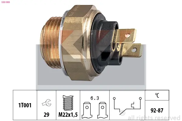 Radiator fan temperature switch. Датчик температуры вентилятора охлаждающей жидкости KW 550005 (фото 1)