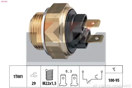 Radiator fan temperature switch. Датчик температуры вентилятора охлаждающей жидкости KW 550019