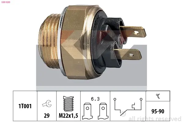 Radiator fan temperature switch. Датчик температуры вентилятора охлаждающей жидкости KW 550020 (фото 1)