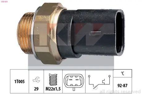 Radiator fan temperature switch. Датчик температуры вентилятора охлаждающей жидкости KW 550031