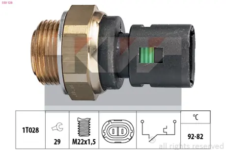 Radiator fan temperature switch. Датчик температуры вентилятора охлаждающей жидкости KW 550128