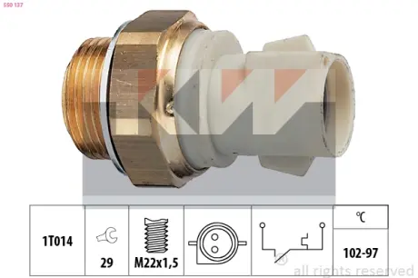 Radiator fan temperature switch. Датчик температуры вентилятора охлаждающей жидкости KW 550137