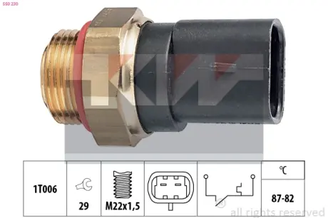 Radiator fan temperature switch. Датчик температуры вентилятора охлаждающей жидкости KW 550230