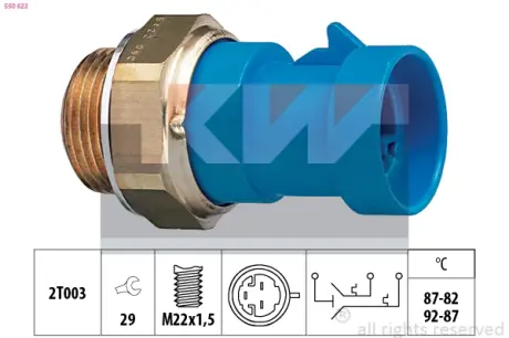 Radiator fan temperature switch. Датчик температуры вентилятора охлаждающей жидкости KW 550622