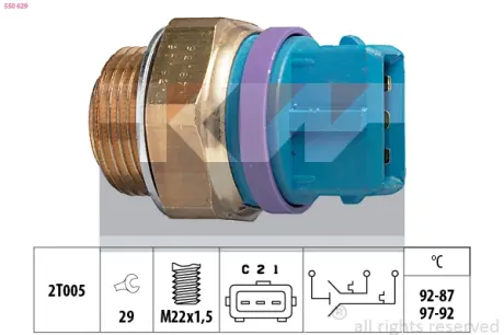 Radiator fan temperature switch. Датчик температуры вентилятора охлаждающей жидкости KW 550629