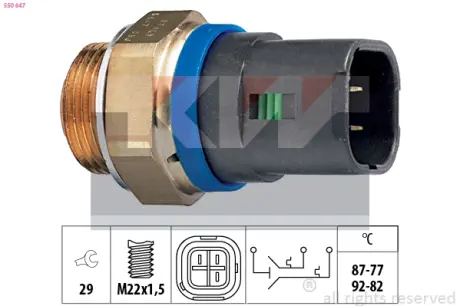 Radiator fan temperature switch. Датчик температуры вентилятора охлаждающей жидкости KW 550647