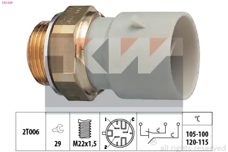 Radiator fan temperature switch. Датчик температуры вентилятора охлаждающей жидкости KW 550649