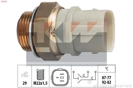 Radiator fan temperature switch. Датчик температуры вентилятора охлаждающей жидкости KW 550651